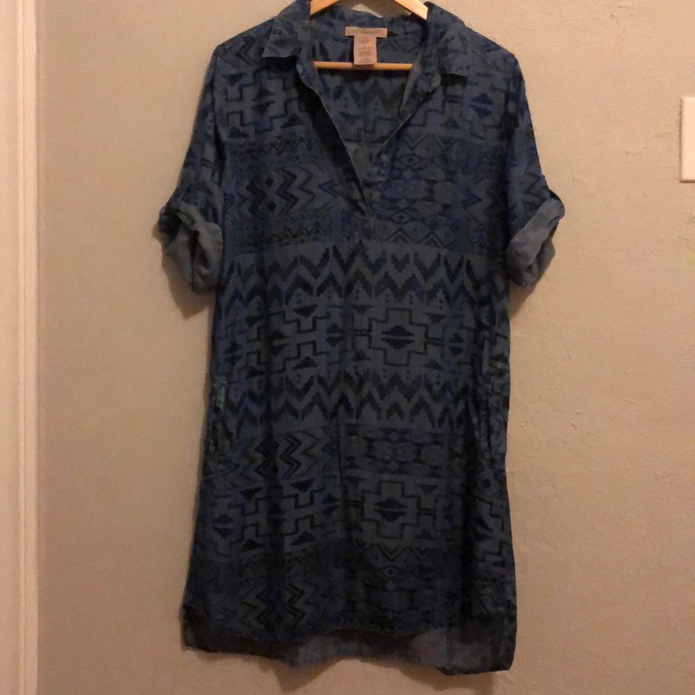 Philosophy Chambray Blue Aztec print dress